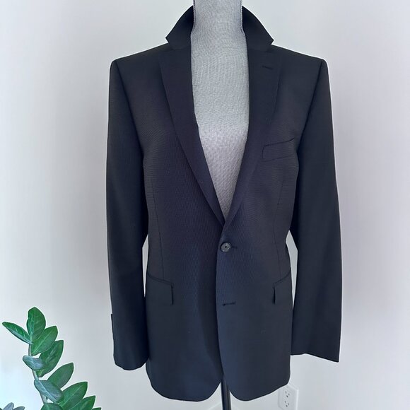 Fine Wool Blazer Suit Jacket sz 42R - Matt Black - Picture 2 of 16